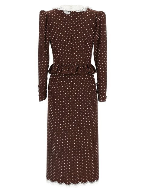 Alessandra Rich Polka Dot Midi Dress