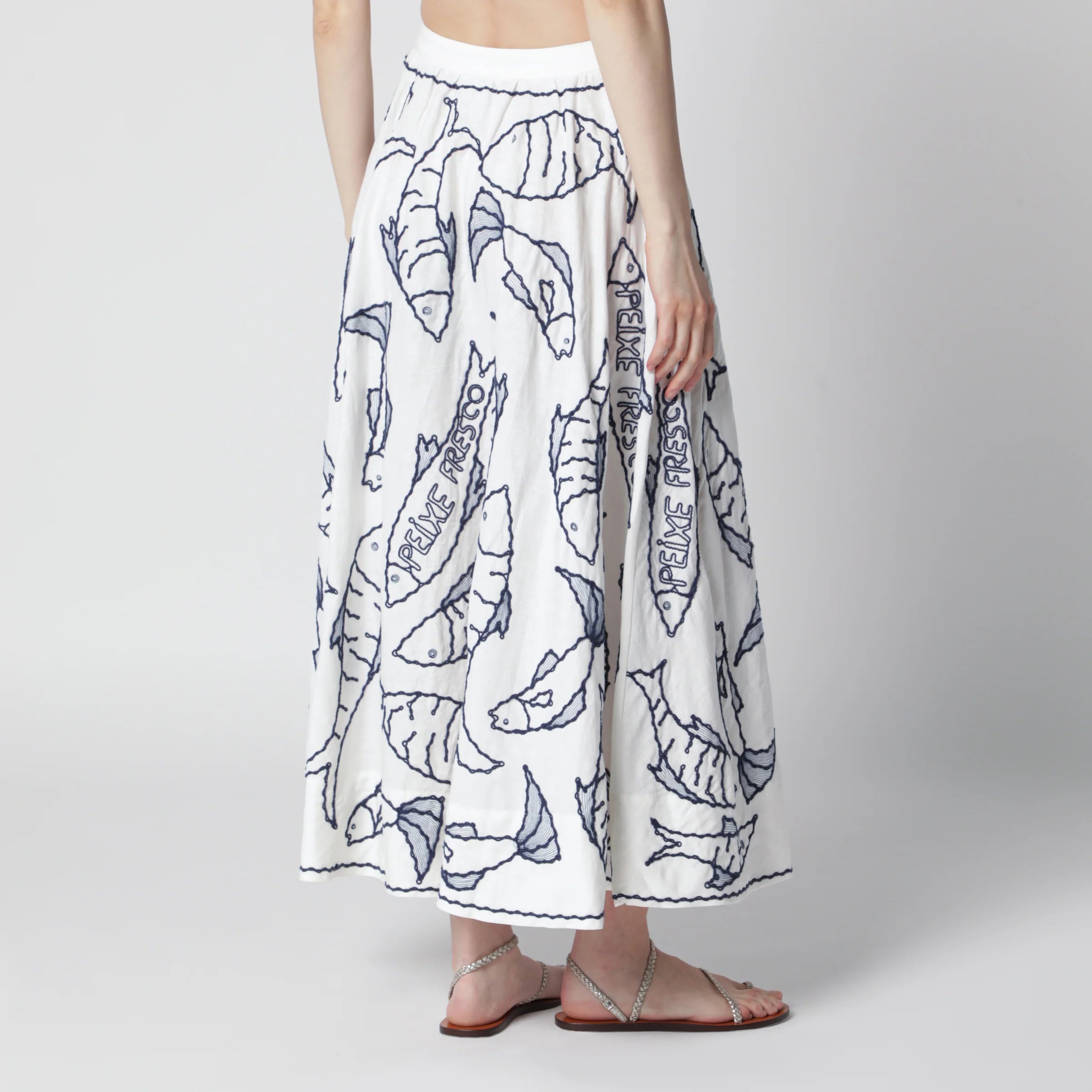 FARM Rio Midi skirt with marine embroidery