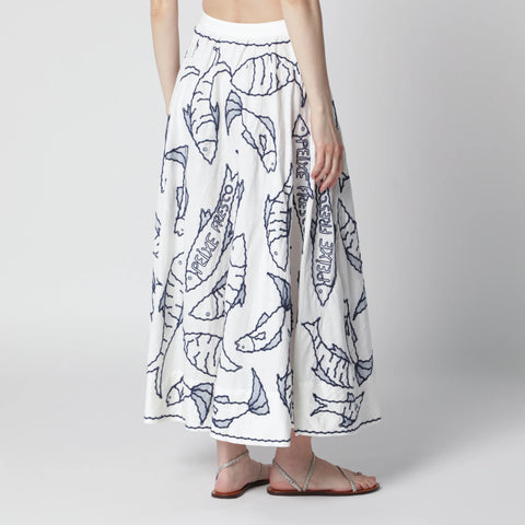 FARM Rio Midi skirt with marine embroidery