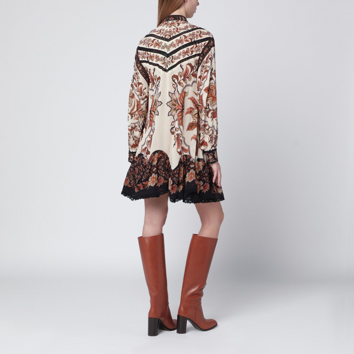 FARM Rio Sand Majestic Garden Lace mini dress