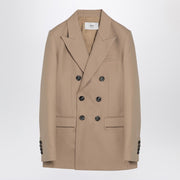 Ami Paris Sand-coloured double-breasted jacket in wool-Jackets-Ami Paris-38-Urbanheer