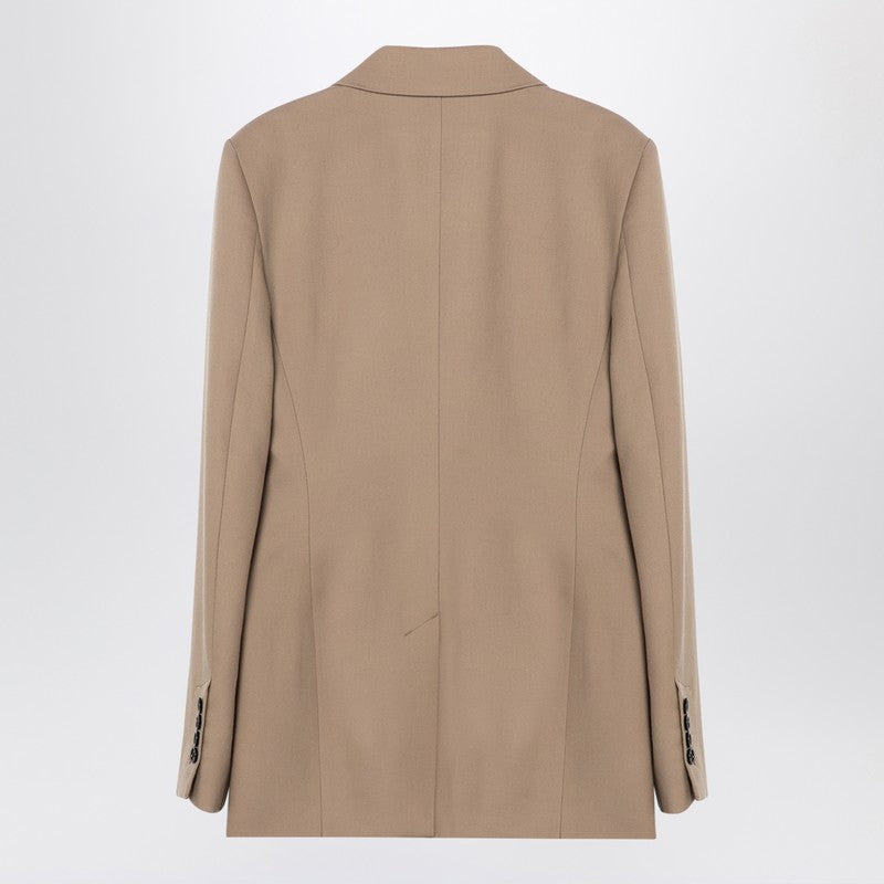 Ami Paris Sand-coloured double-breasted jacket in wool-Jackets-Ami Paris-38-Urbanheer
