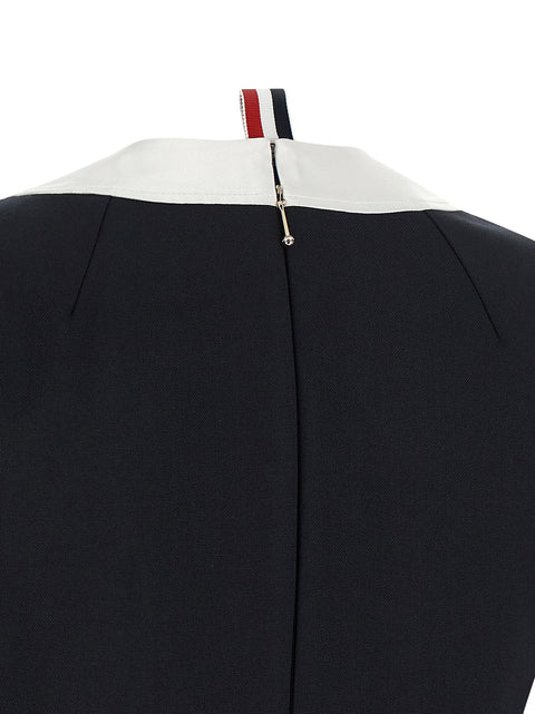 Thom Browne Polo Dress With Intarsia And Rwb Detail