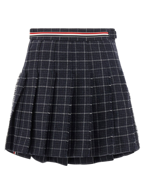 Thom Browne Rwb Pleated Tweed Skirt