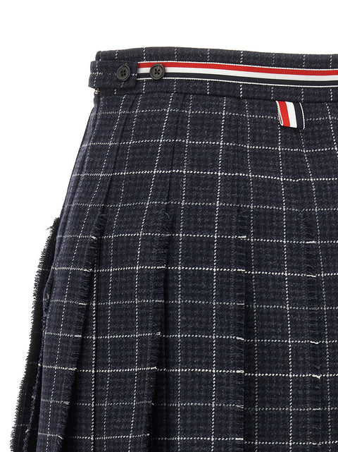 Thom Browne Rwb Pleated Tweed Skirt