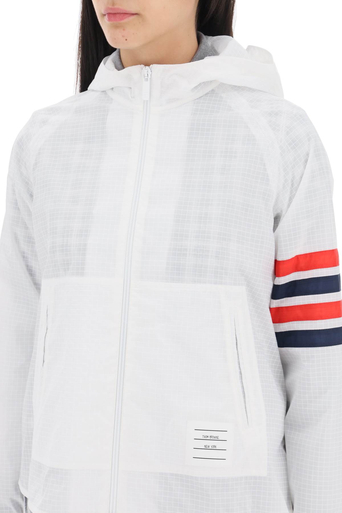 Thom Browne 4-Bar Jacket In Ripstop White-THOM BROWNE-38-Urbanheer