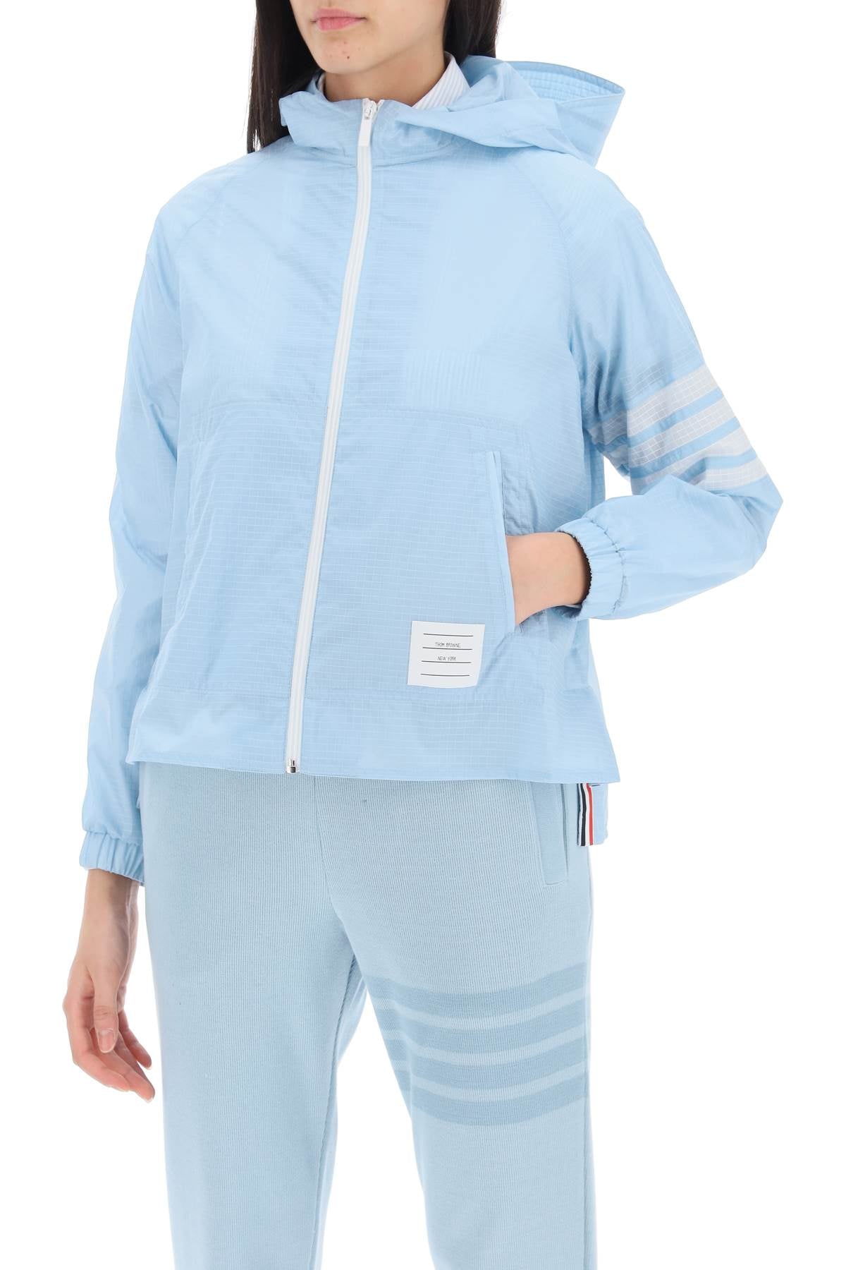 Thom Browne 4-Bar Jacket In Ripstop Light Blue-T-Shirt-THOM BROWNE-38-Urbanheer