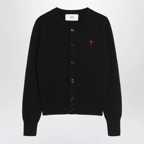 Ami Paris Ami De Coeur cardigan in black wool