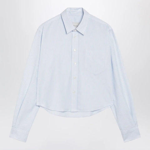 Ami Paris Blue/White Striped Ami de Cœur Cropped Shirt