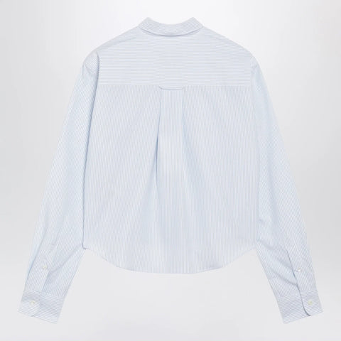 Ami Paris Blue/White Striped Ami de Cœur Cropped Shirt