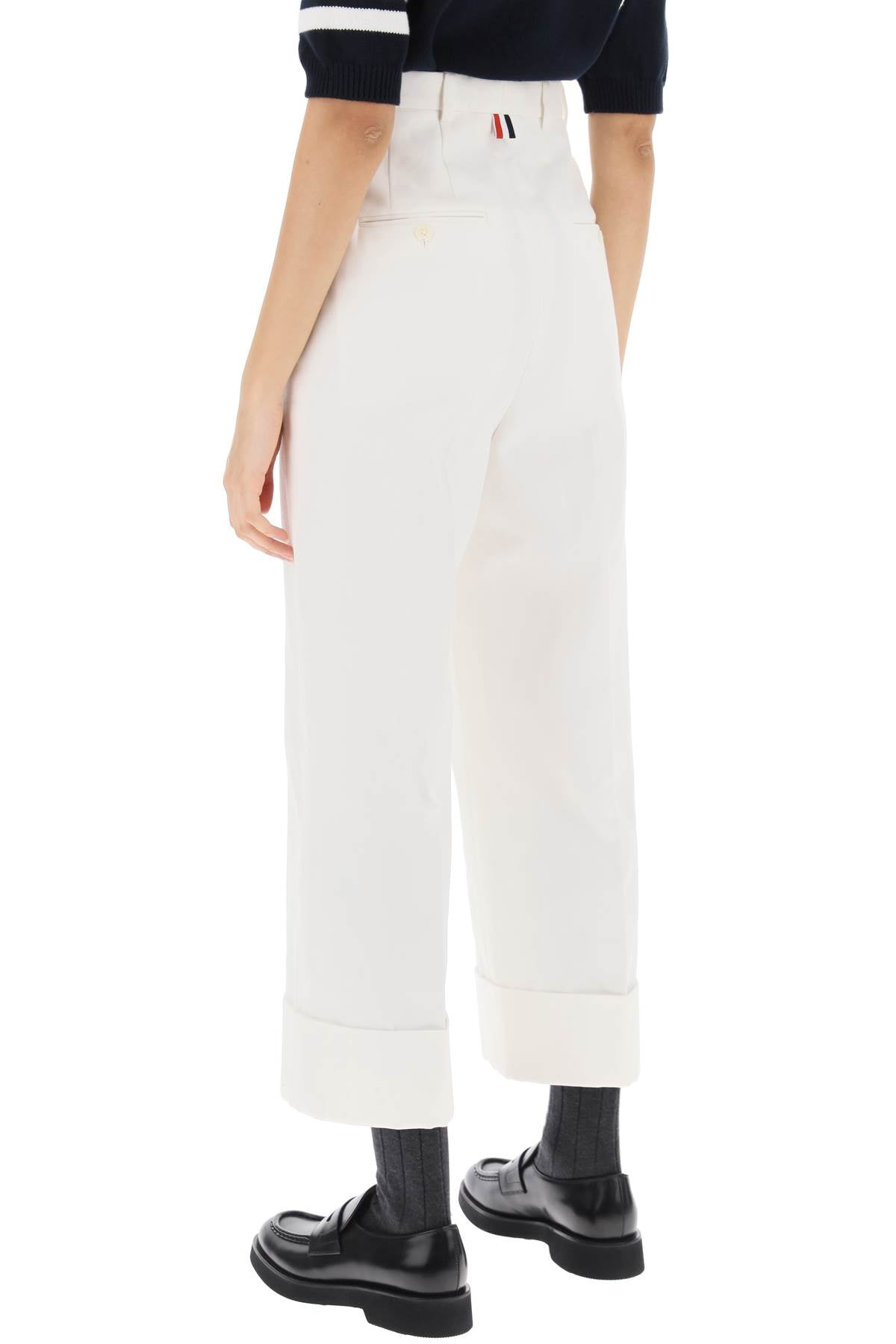 Thom Browne Cropped Wide Leg Jeans-THOM BROWNE-40-Urbanheer