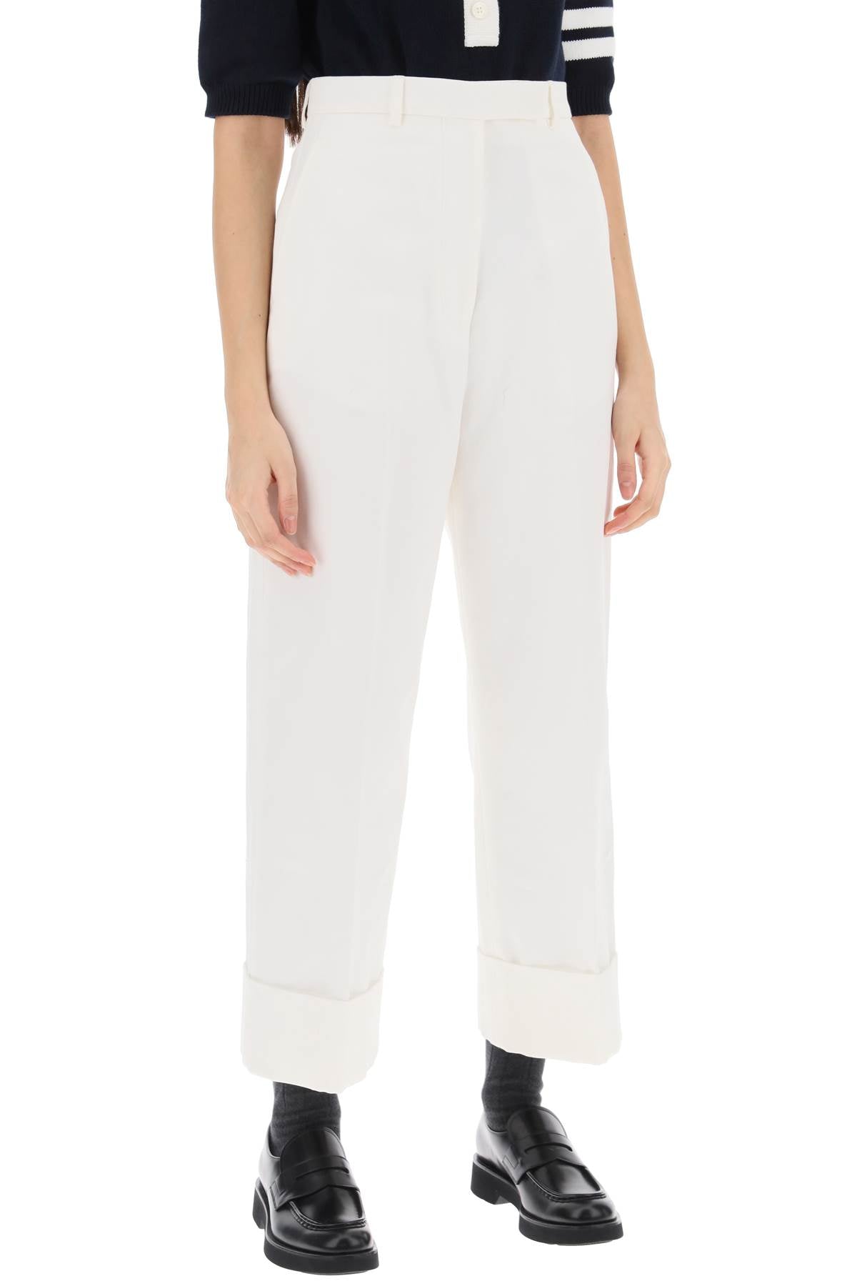 Thom Browne Cropped Wide Leg Jeans-THOM BROWNE-40-Urbanheer
