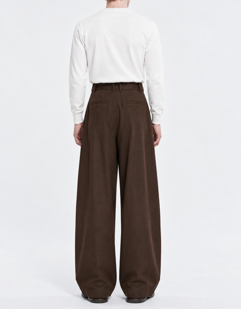Berlin Pleated Wide-Leg Pants — Brown