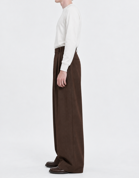 Berlin Pleated Wide-Leg Pants — Brown