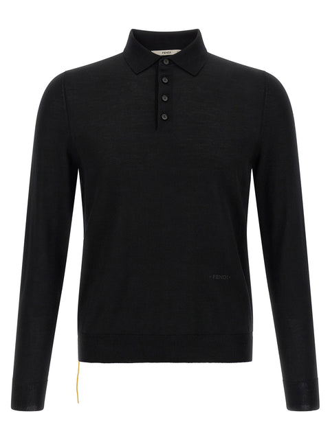 Fendi Yellow Stitching Polo Shirt With Visible Thread