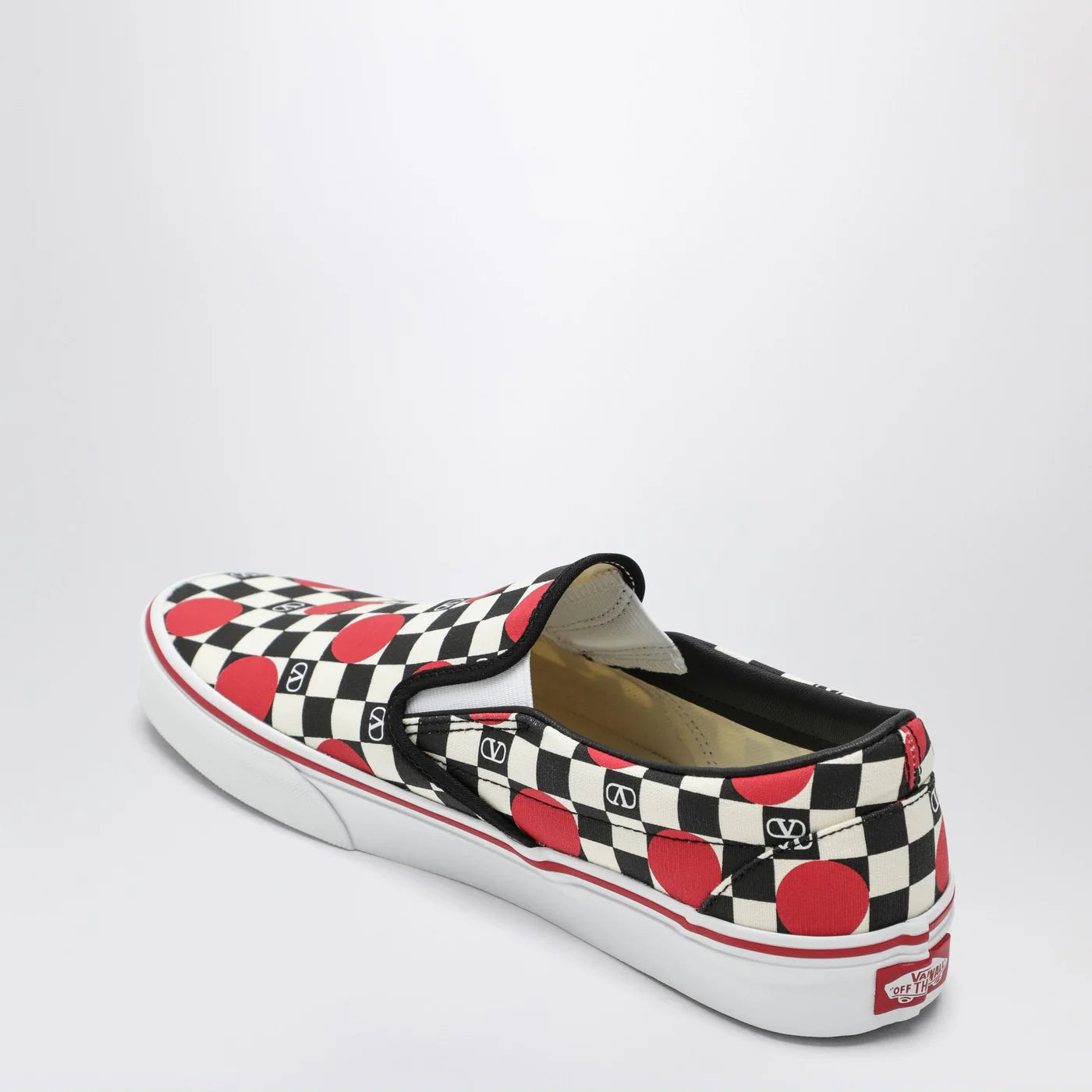Fabric VLogo Checkerboard Slip-On Sneakers for Everyday Comfort