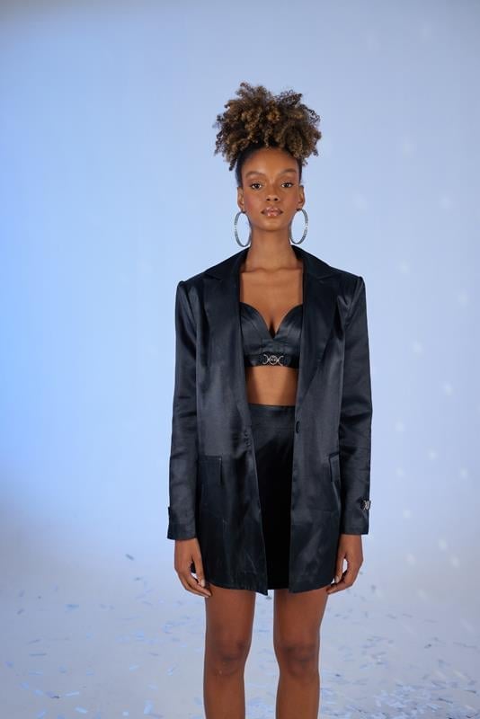 Fancy Black Satin Blazer Jacket-Jackets & Blazers-Buy Me Fur Ltd-Black-XS-Satin-Urbanheer