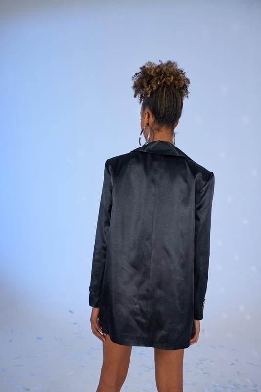 Fancy Black Satin Blazer Jacket-Jackets & Blazers-Buy Me Fur Ltd-Black-XS-Satin-Urbanheer