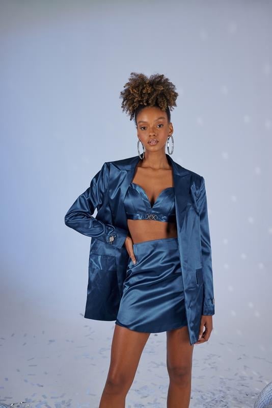 Fancy Navy Blue Satin Blazer Jacket-Jackets & Blazers-Buy Me Fur Ltd-Navy-XS-Satin-Urbanheer