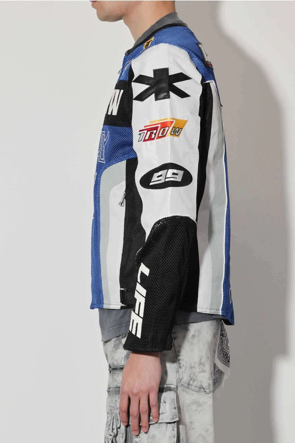 Fast Life Mesh Motorcycle Jacket-Jacket-First Row-S-Blue-Urbanheer