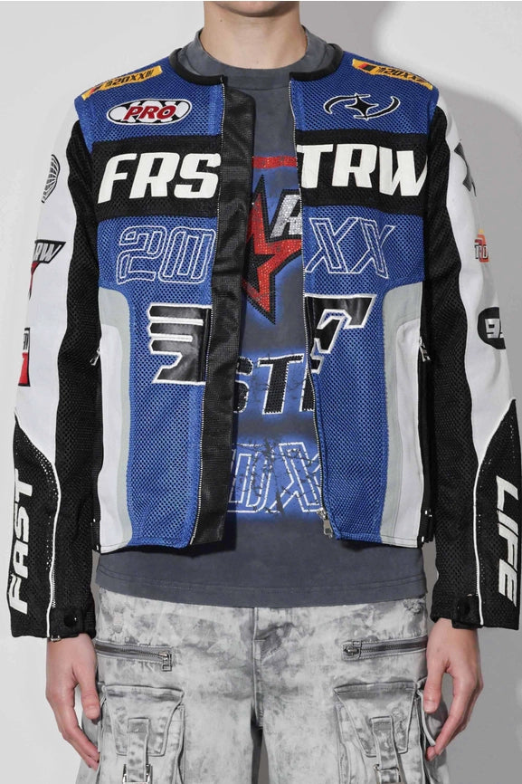 Fast Life Mesh Motorcycle Jacket-Jacket-First Row-S-Blue-Urbanheer