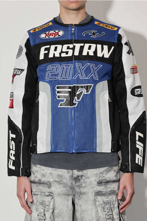 Fast Life Mesh Motorcycle Jacket-Jacket-First Row-S-Blue-Urbanheer