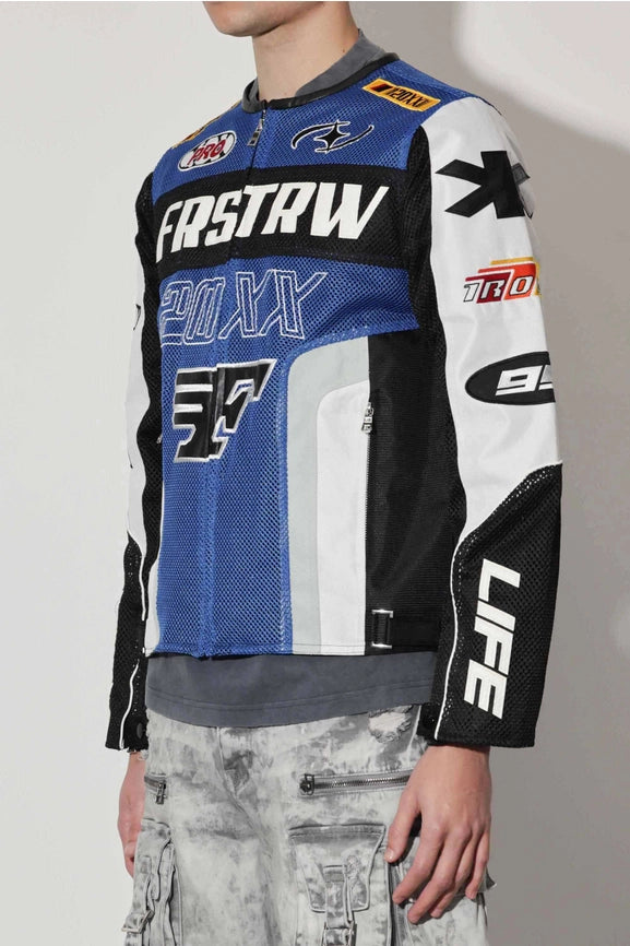 Fast Life Mesh Motorcycle Jacket-Jacket-First Row-S-Blue-Urbanheer