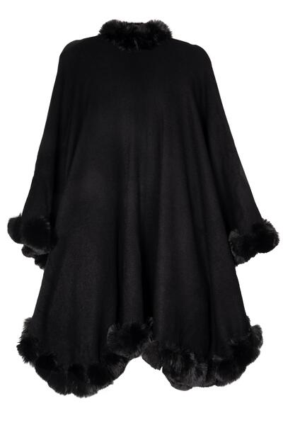 Faux Fur Cape Kimono Black-Kimono-SAACHI-Black-Urbanheer