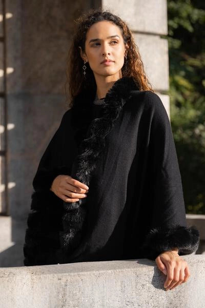 Faux Fur Cape Kimono Black-Kimono-SAACHI-Black-Urbanheer