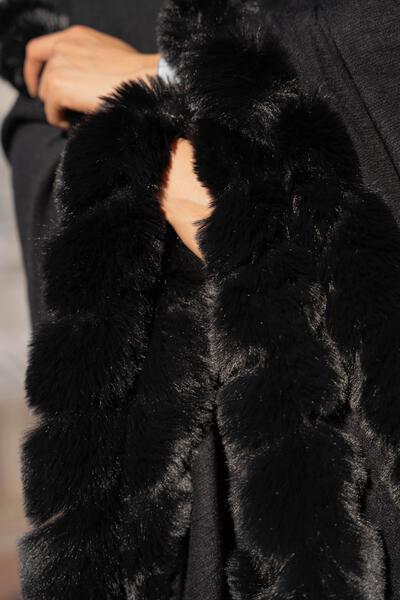 Faux Fur Cape Kimono Black-Kimono-SAACHI-Black-Urbanheer