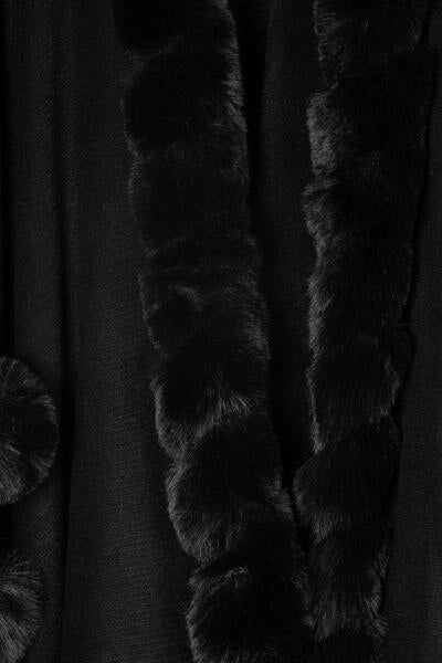 Faux Fur Cape Kimono Black-Kimono-SAACHI-Black-Urbanheer