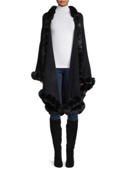 Faux Fur Cape Kimono Black-Kimono-SAACHI-Black-Urbanheer