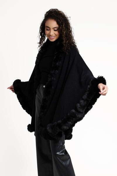 Faux Fur Cape Kimono Black-Kimono-SAACHI-Black-Urbanheer