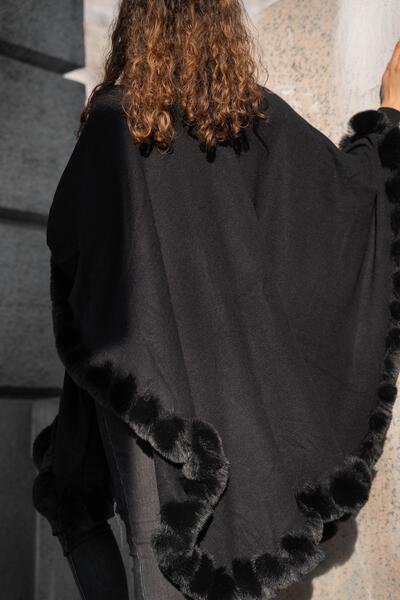 Faux Fur Cape Kimono Black-Kimono-SAACHI-Black-Urbanheer