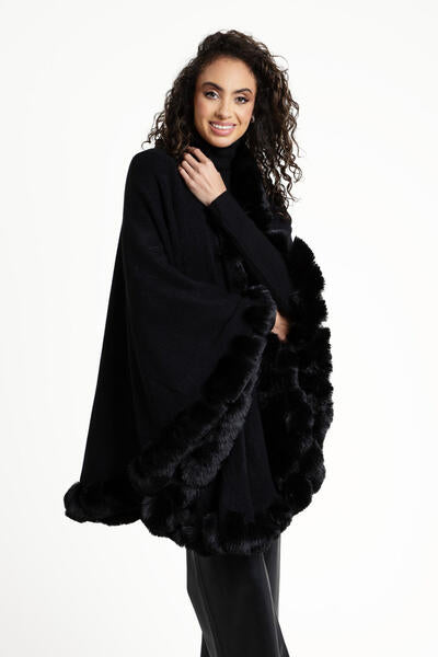 Faux Fur Cape Kimono Black-Kimono-SAACHI-Black-Urbanheer