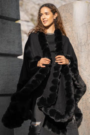 Faux Fur Cape Kimono Black-Kimono-SAACHI-Black-Urbanheer