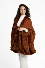 Faux Fur Cape Kimono Brown-Kimono-SAACHI-Brown-Urbanheer