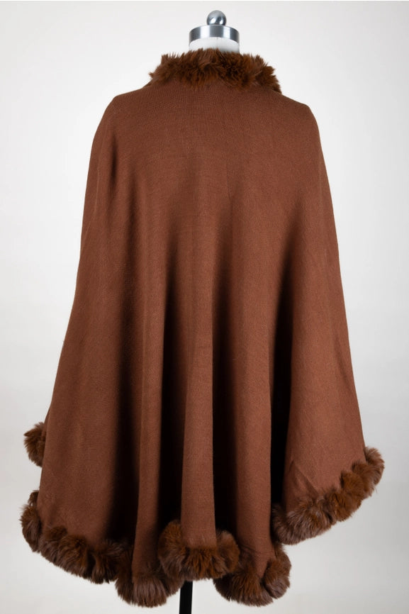 Faux Fur Cape Kimono Brown-Kimono-SAACHI-Brown-Urbanheer