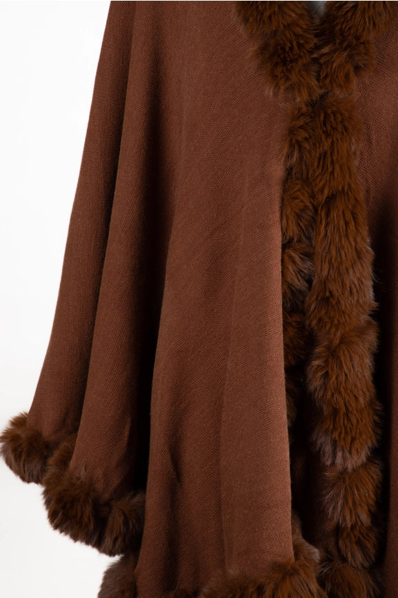 Faux Fur Cape Kimono Brown-Kimono-SAACHI-Brown-Urbanheer