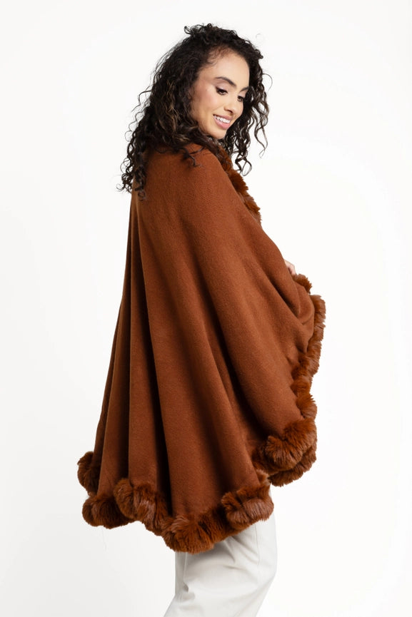 Faux Fur Cape Kimono Brown-Kimono-SAACHI-Brown-Urbanheer