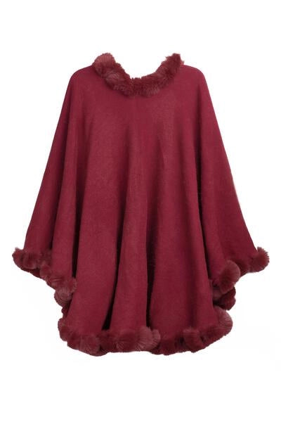 Faux Fur Cape Kimono Burgundy-Kimono-SAACHI-burgundy-Urbanheer