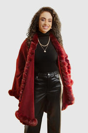 Faux Fur Cape Kimono Burgundy-Kimono-SAACHI-burgundy-Urbanheer