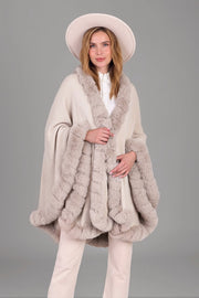 Faux Fur Cape Kimono Ivory-Kimono-SAACHI-Ivory-Urbanheer