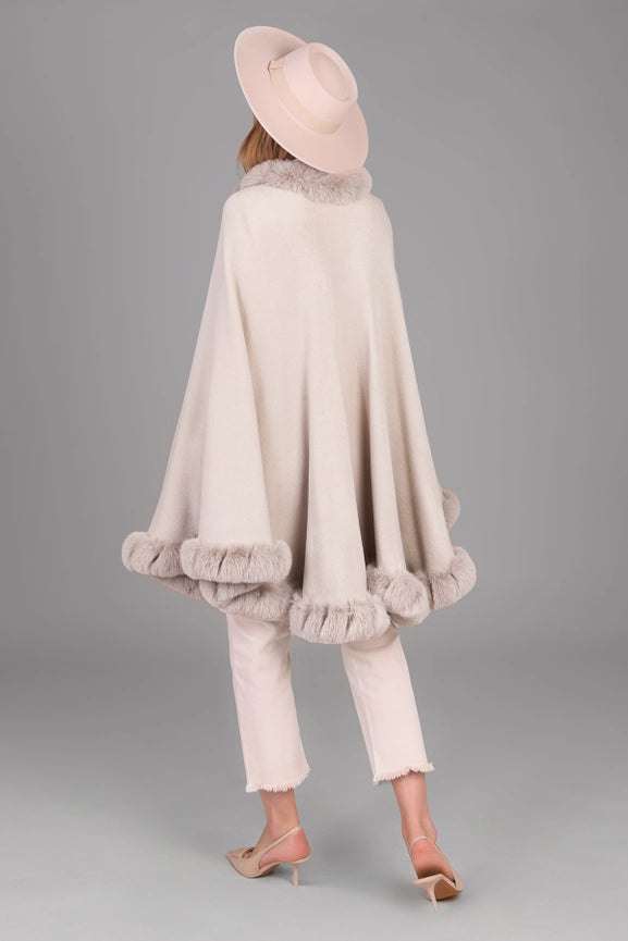 Faux Fur Cape Kimono Ivory-Kimono-SAACHI-Ivory-Urbanheer