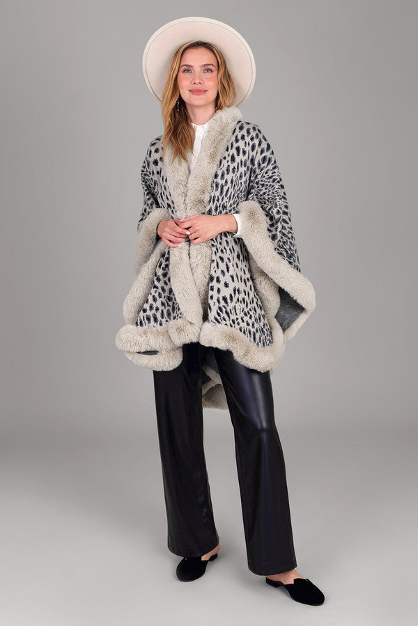 Faux Fur Cheetah Party Kimono