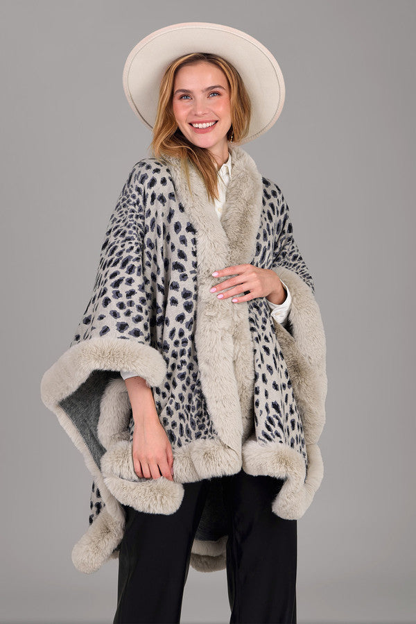 Faux Fur Cheetah Party Kimono