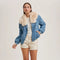 Faux Fur Detachble Denim Jacket-Jacket-Bluivy-S-LT.DENIM-Urbanheer