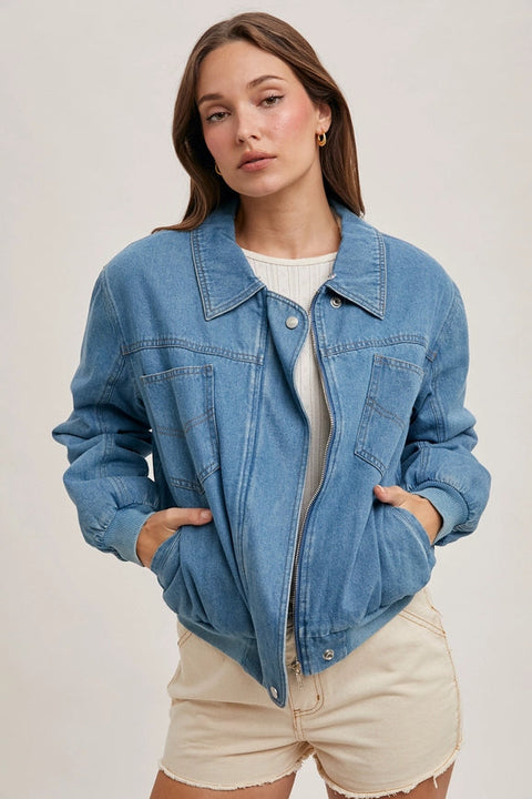 Faux Fur Detachble Denim Jacket-Jacket-Bluivy-S-LT.DENIM-Urbanheer