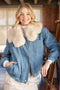 Faux Fur Detachble Denim Jacket-Jacket-Bluivy-S-LT.DENIM-Urbanheer
