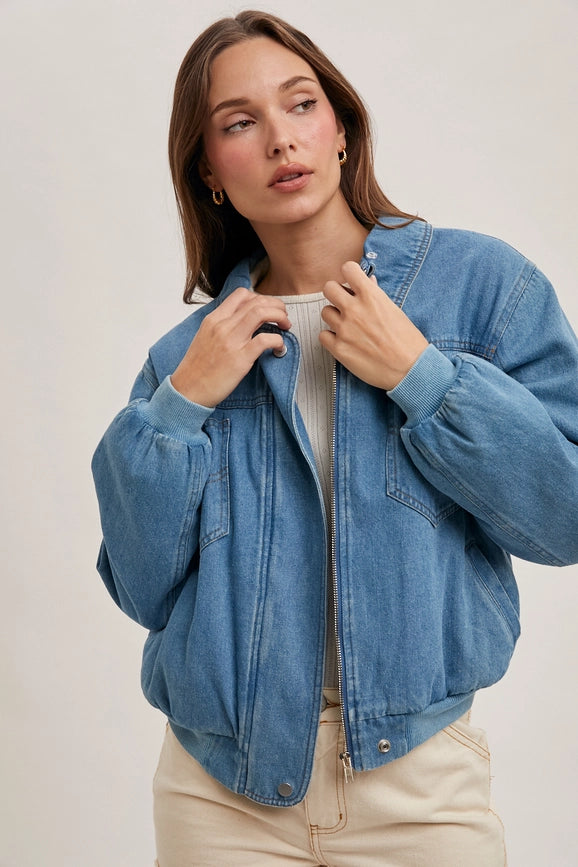 Faux Fur Detachble Denim Jacket-Jacket-Bluivy-S-LT.DENIM-Urbanheer